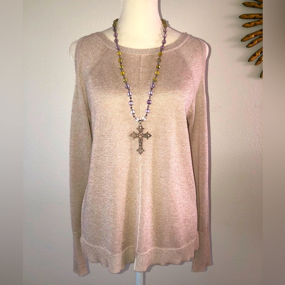 Vince Camuto Viscose & Metallic Gold Knit Top. Size XS.